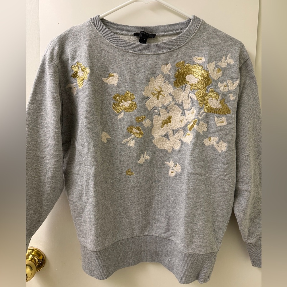 J. Crew Light Gray Sweatshirt with Black Label